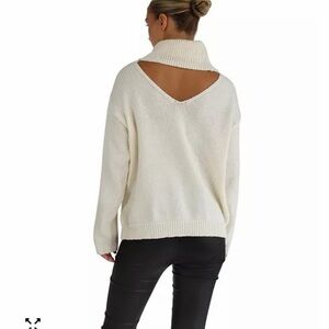 Elegant White Cowl Neck Sweater